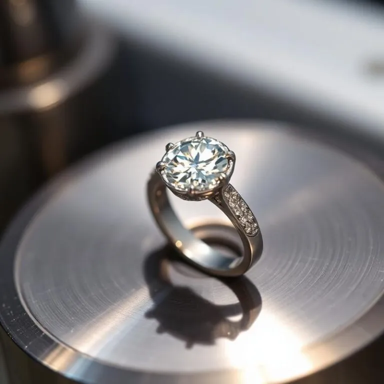 A ring finished on the polishing wheel at our bench